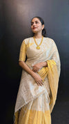 Mul tissue Raga saree - Gold and Silver
