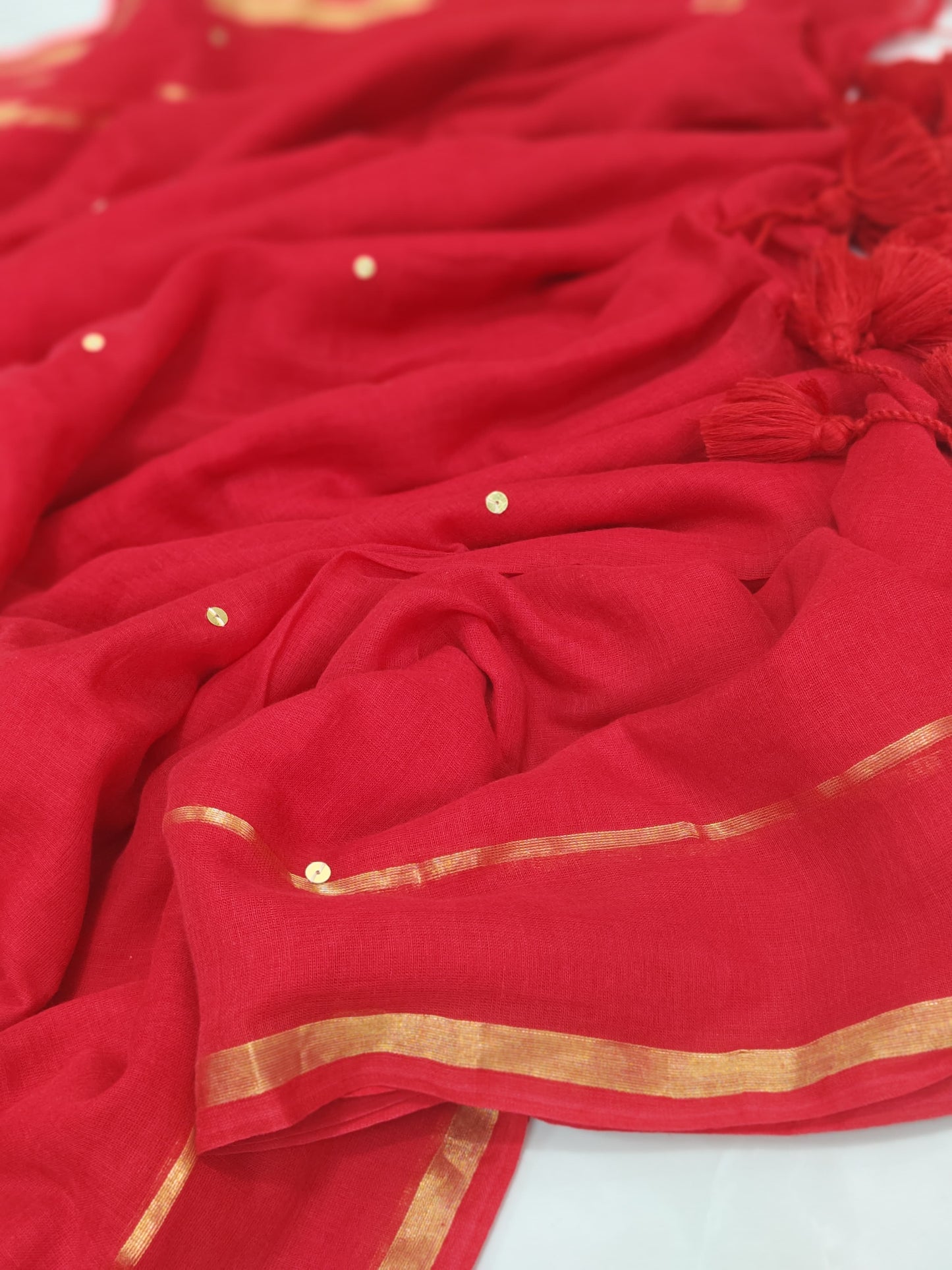 Soft Mul cotton with double zari border