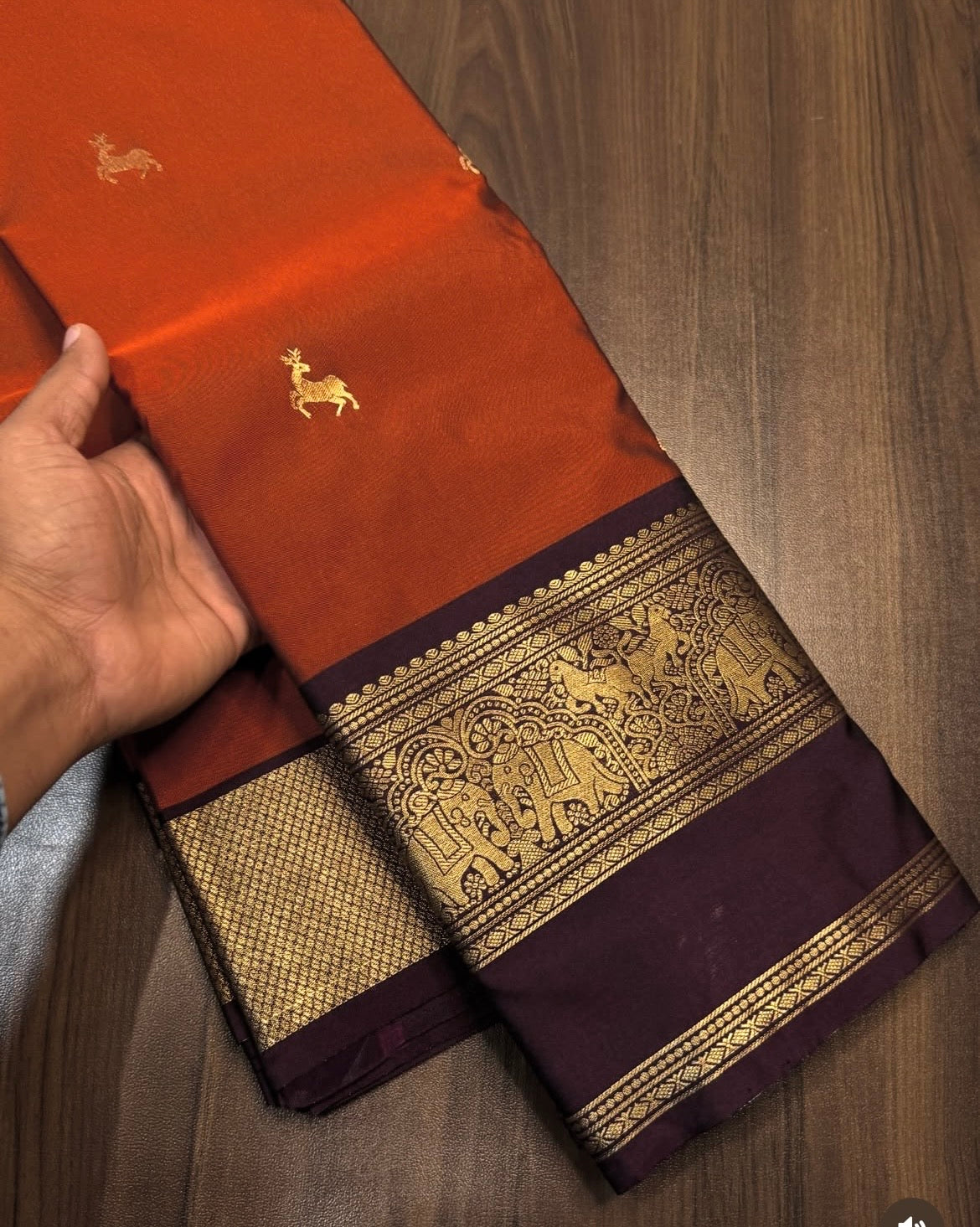 Beautiful premium rust orange semi silk saree