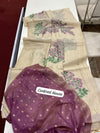Soft off white muga cotton saree with floral weavings