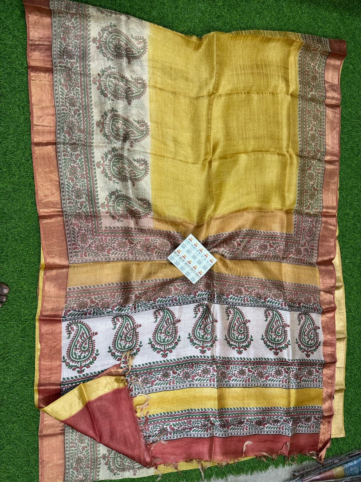 Beautiful soft tussar tissue printed silk saree (Prebooking)