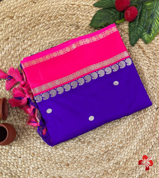 Gorgeous premium semi silk saree with mango woven contrast border