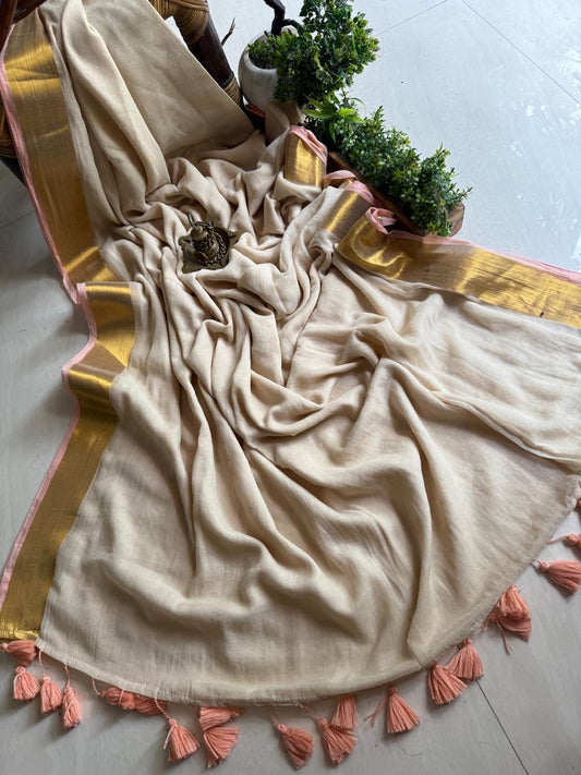 Soft Mul cotton saree - baby pink