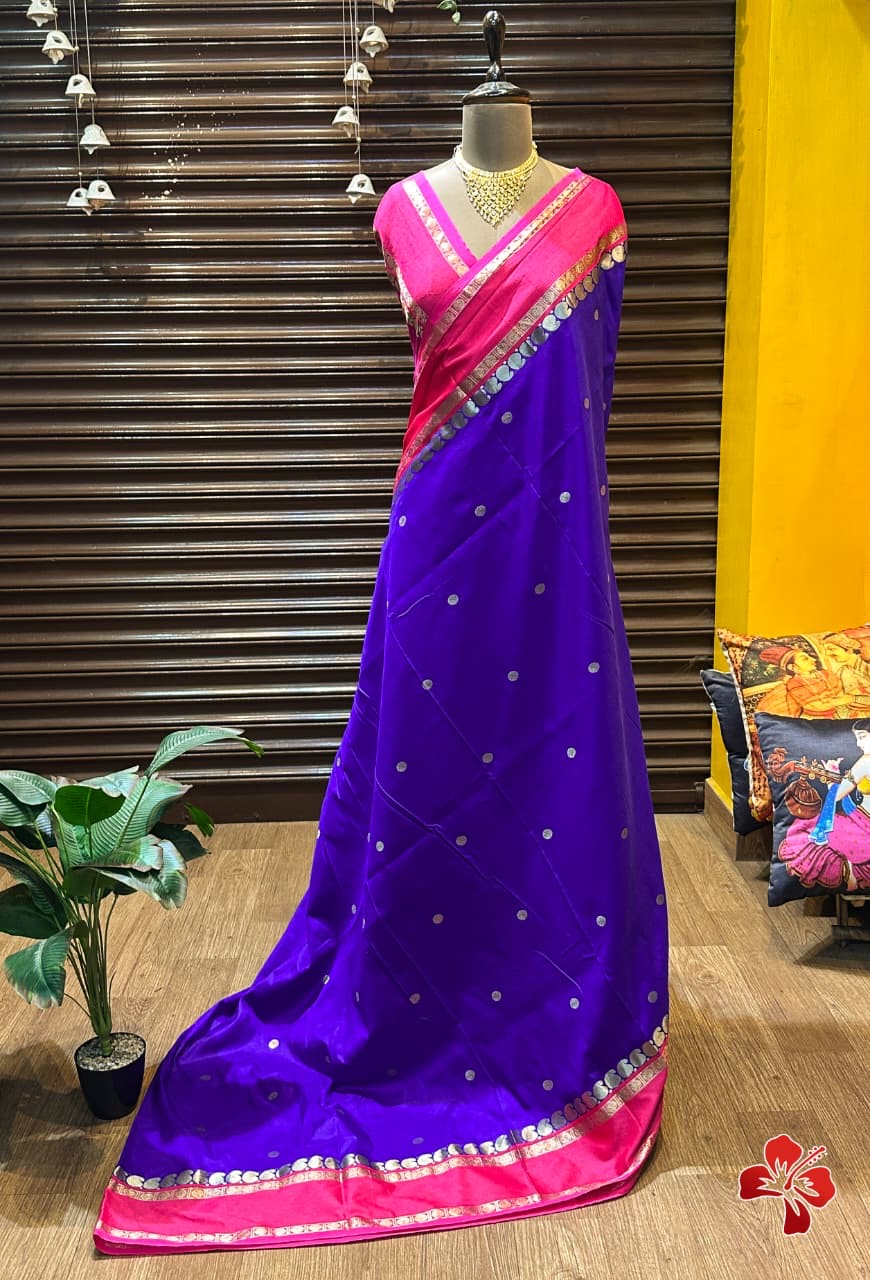 Gorgeous premium semi silk saree with mango woven contrast border