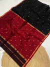 Pure Maheshwari silk cotton sarees with small border and buttis - contrast pallu and blouse
