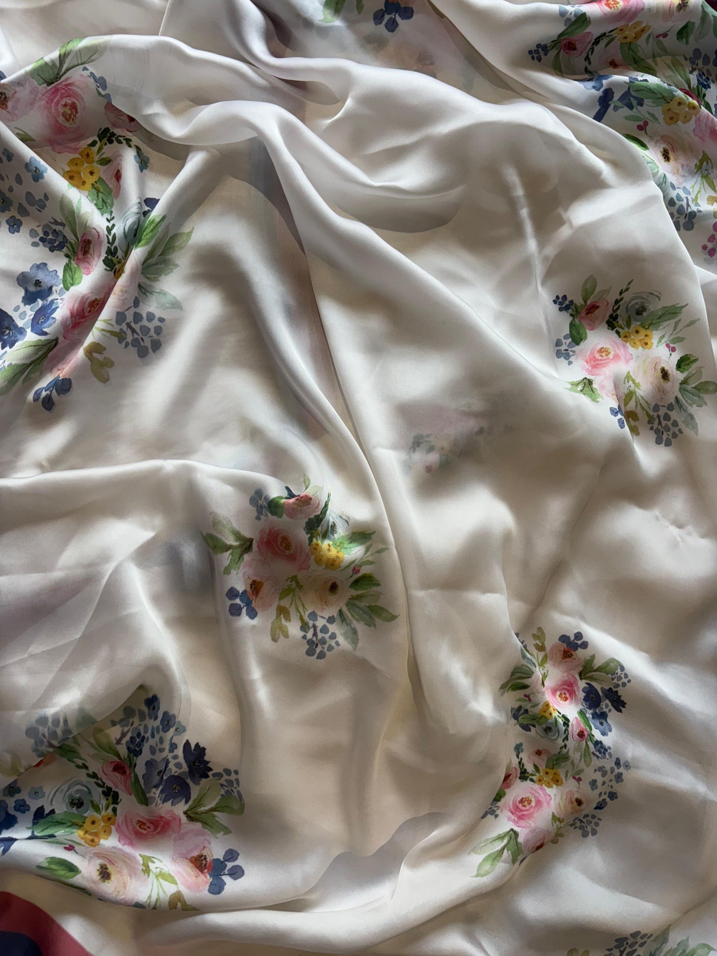 Soft georgette satin floral printed saree