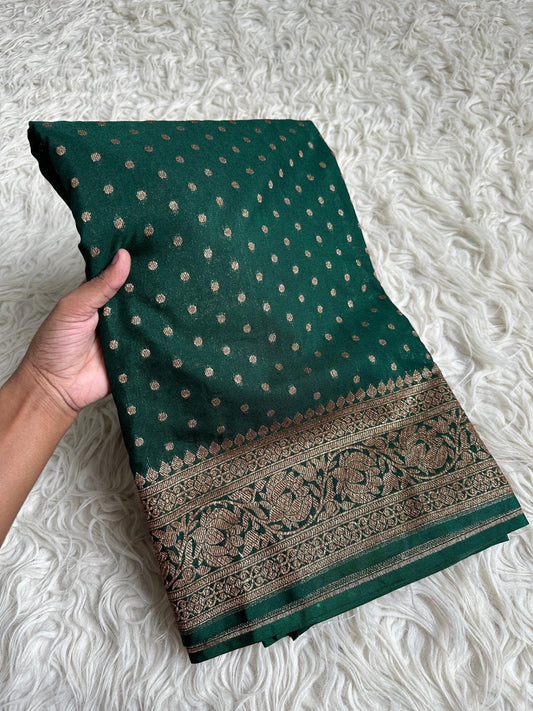 Beautiful semi banarasi saree with antique weaves and small buttas