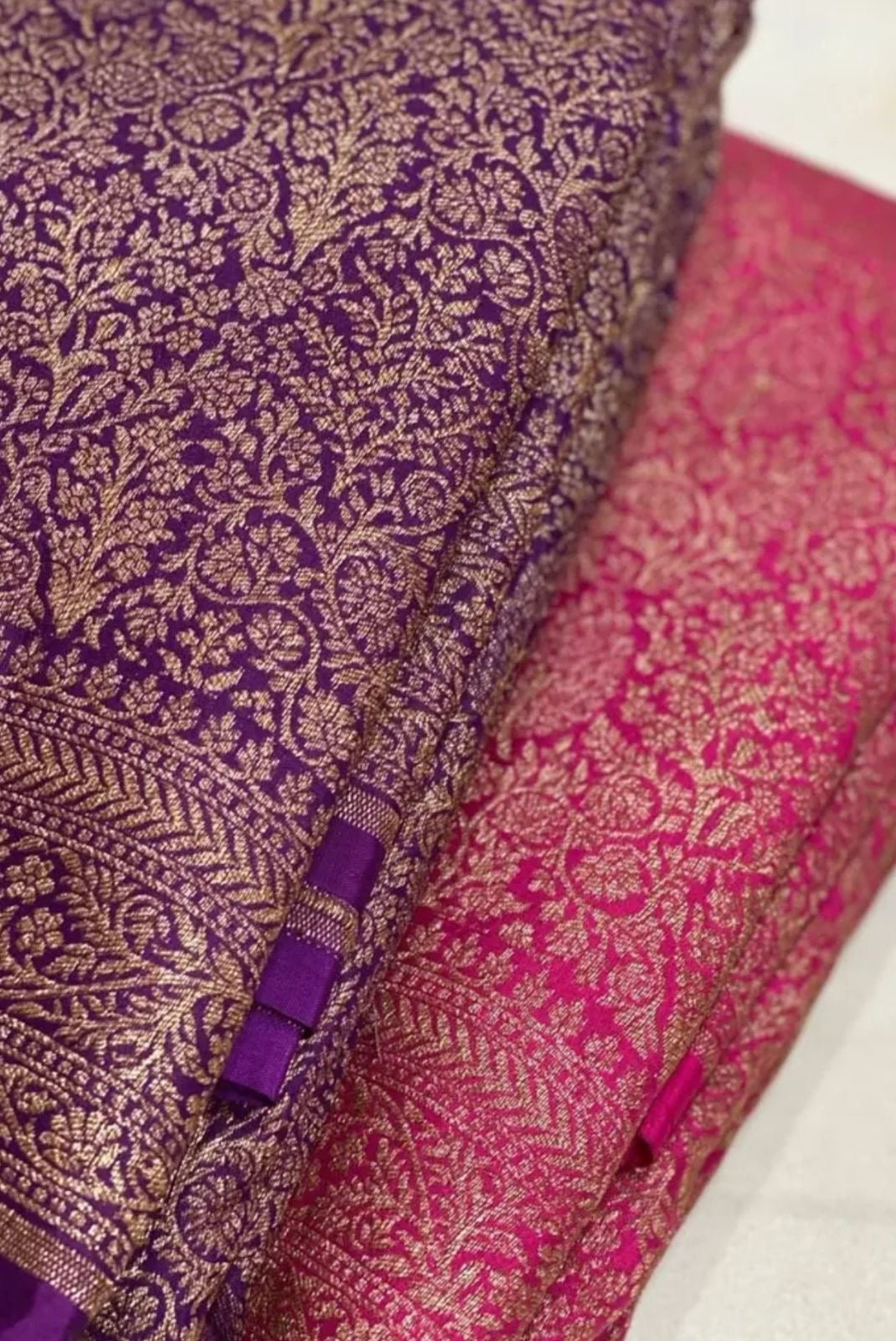 Pure khaddi handloom crepe chiffon antique brocade saree