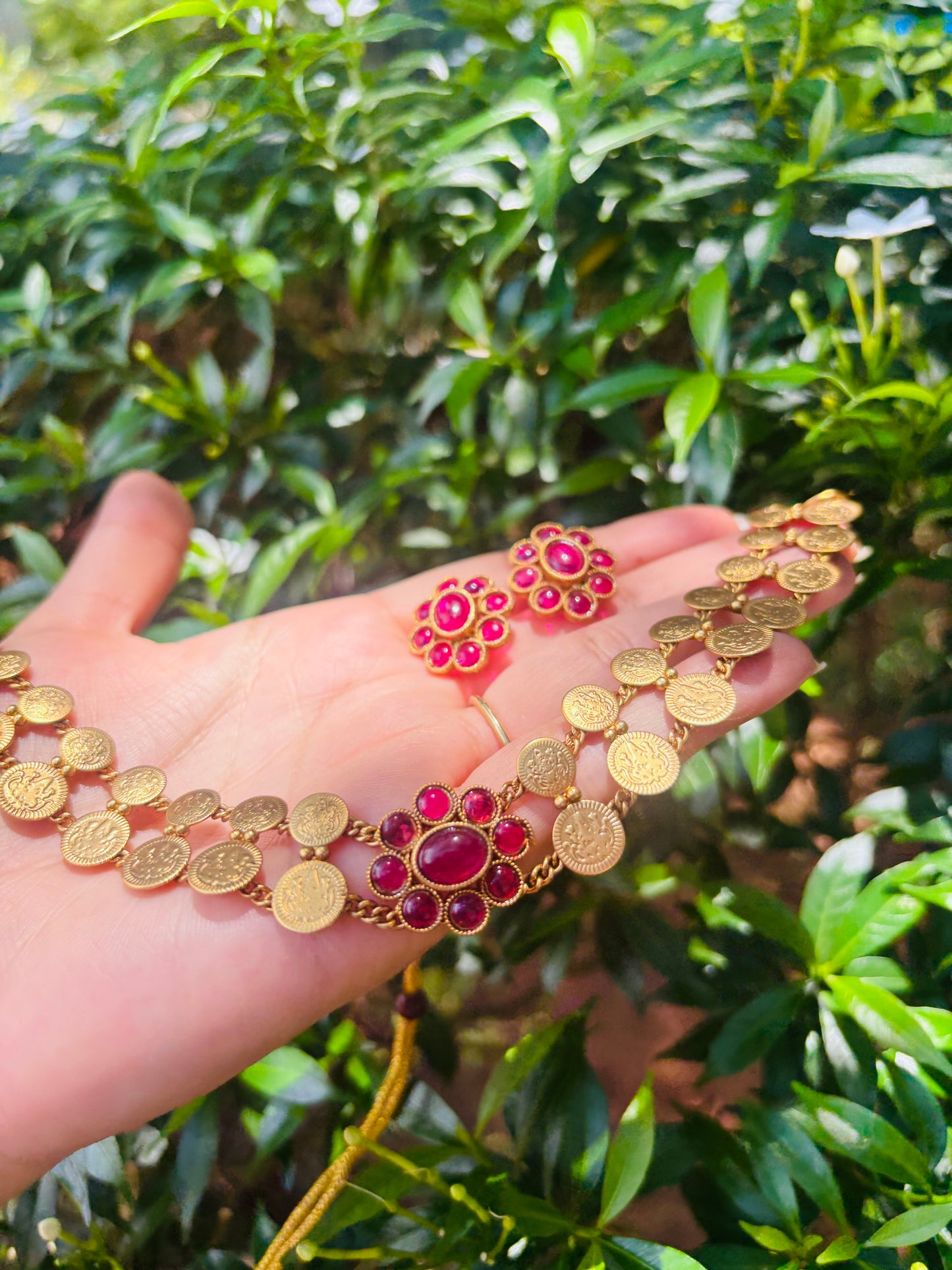 Double layer coin choker - Ruby