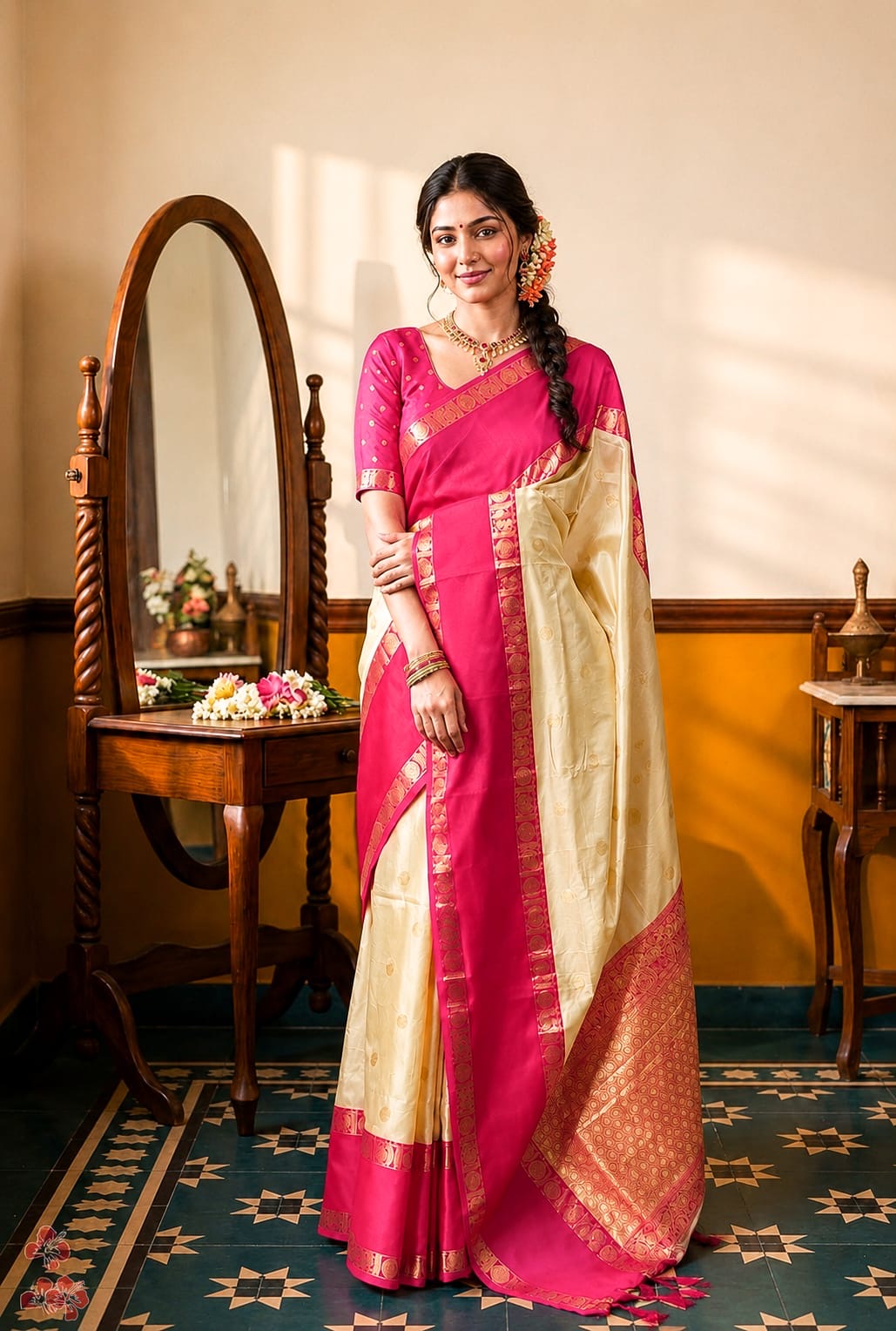 Soft semi silk saree - coin chakra