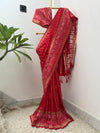 Banarasi semi Katan georgette saree with bandhini prints