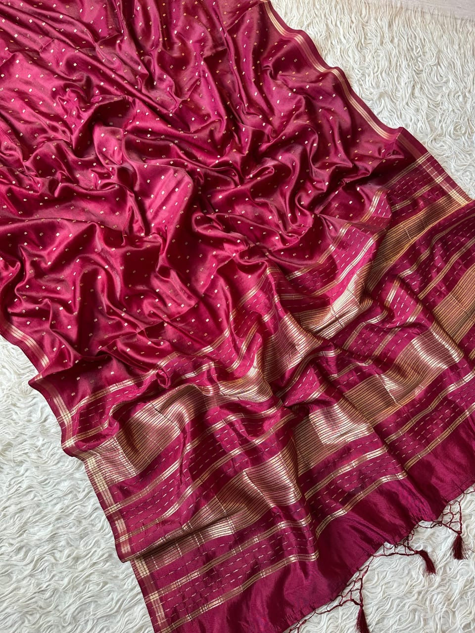 Banarasi semi katan silk with buttas