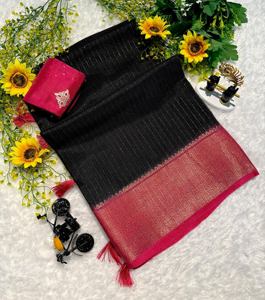 Beautiful dola silk saree with lurex linings 2