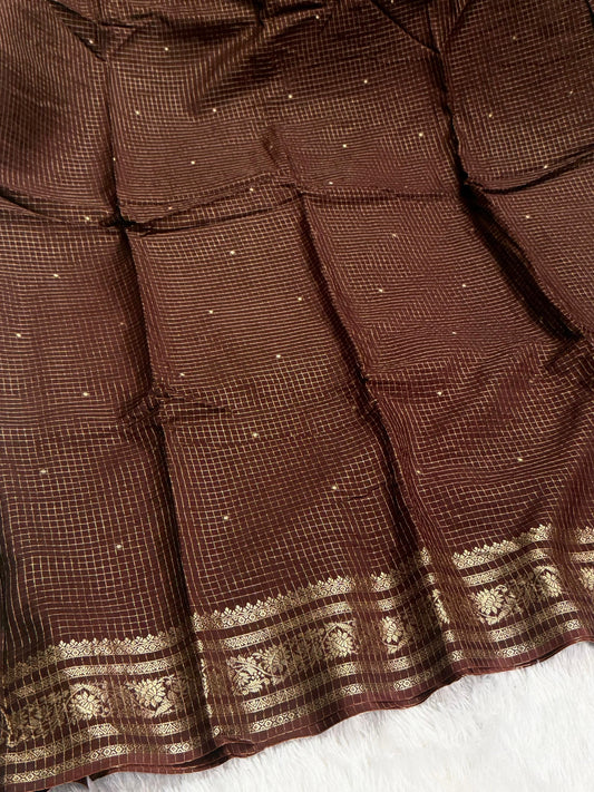 Beautiful russian viscous silk saree with checks