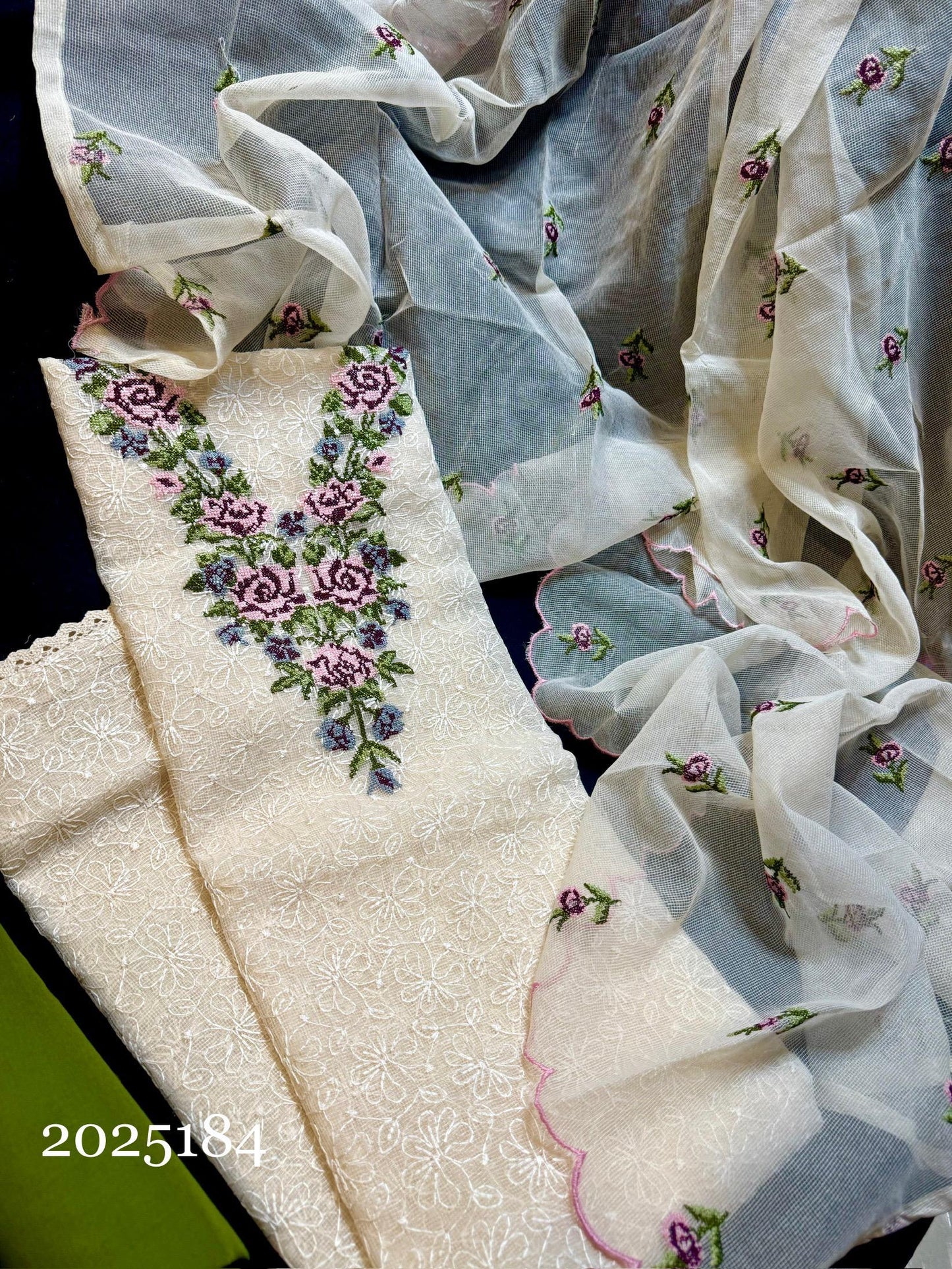 Kota embroidered unstitched salwar set! - v neck