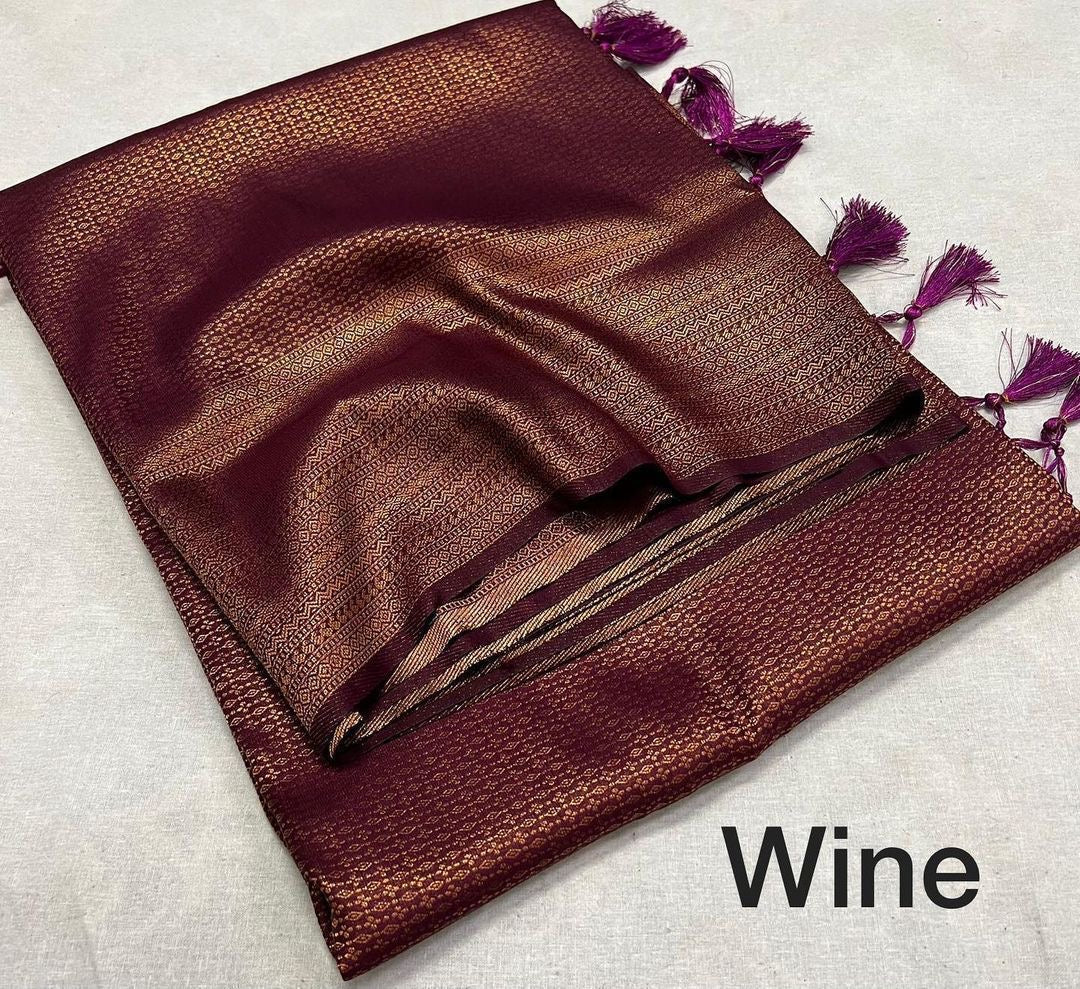 Soft kubera soft silk with copper zari