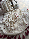 Pure and authentic mul cotton sarees with heart embroidery and scalloped border