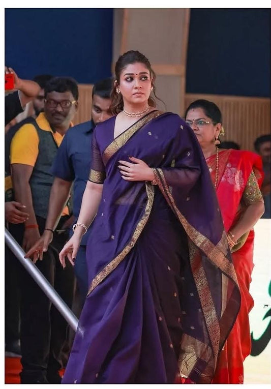 Nayanthara inspired Maheshwari silk cotton saree
