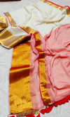 Soft Mul cotton saree - Red pallu
