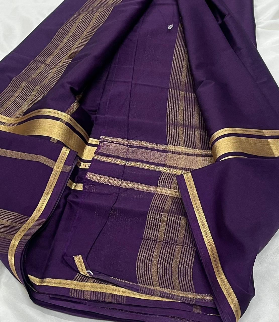Soft semi Mysore crepe silk sarees with zari stripe broad border (Tani Malayali inspired)
