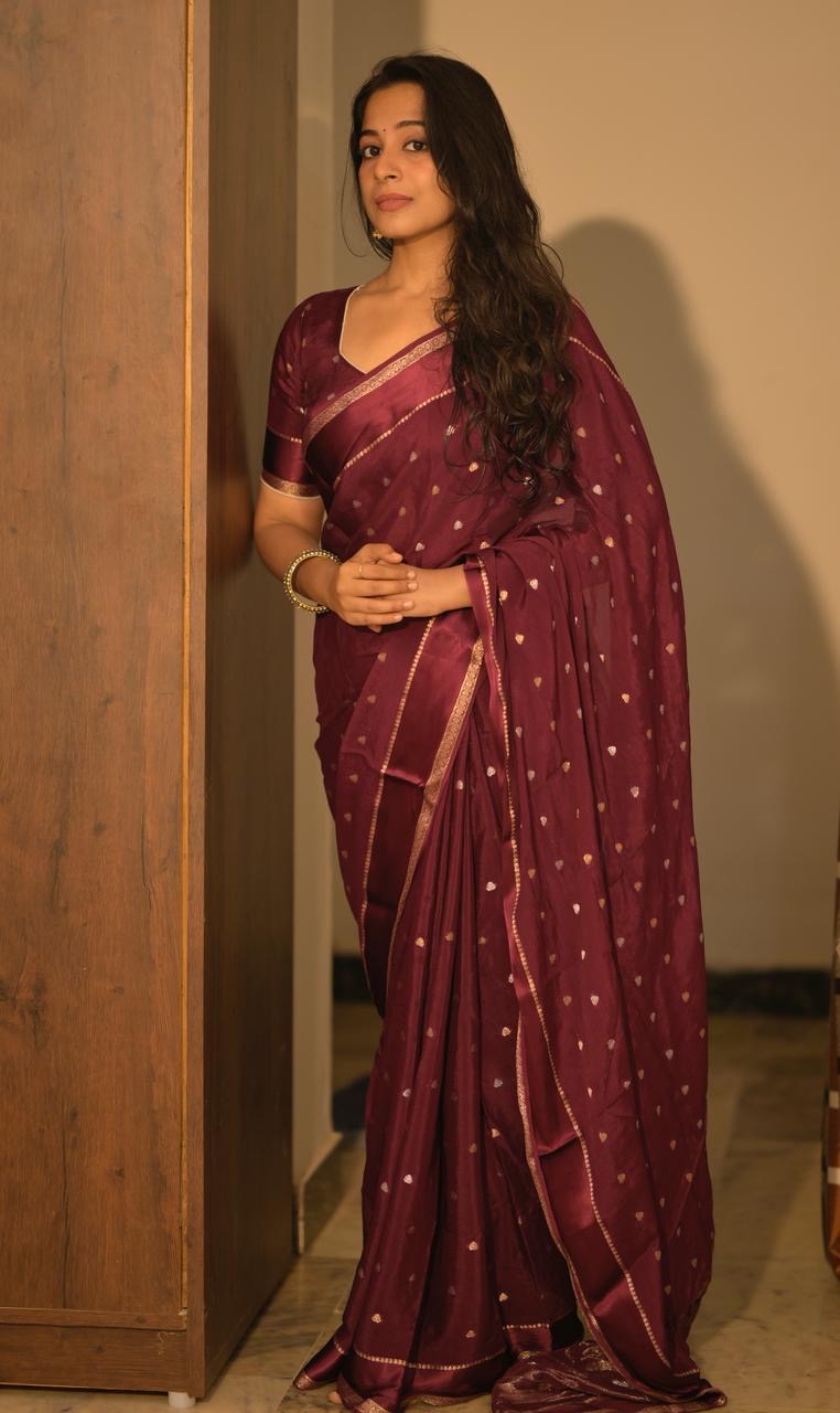 Soft viscous chinon silk saree