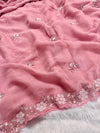 Soft crush tissue saree - pastel pink