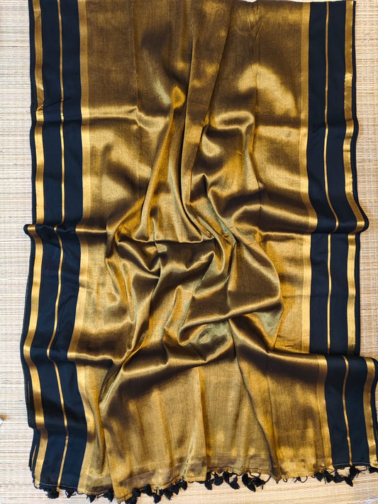 Mul tissue saree with zari border