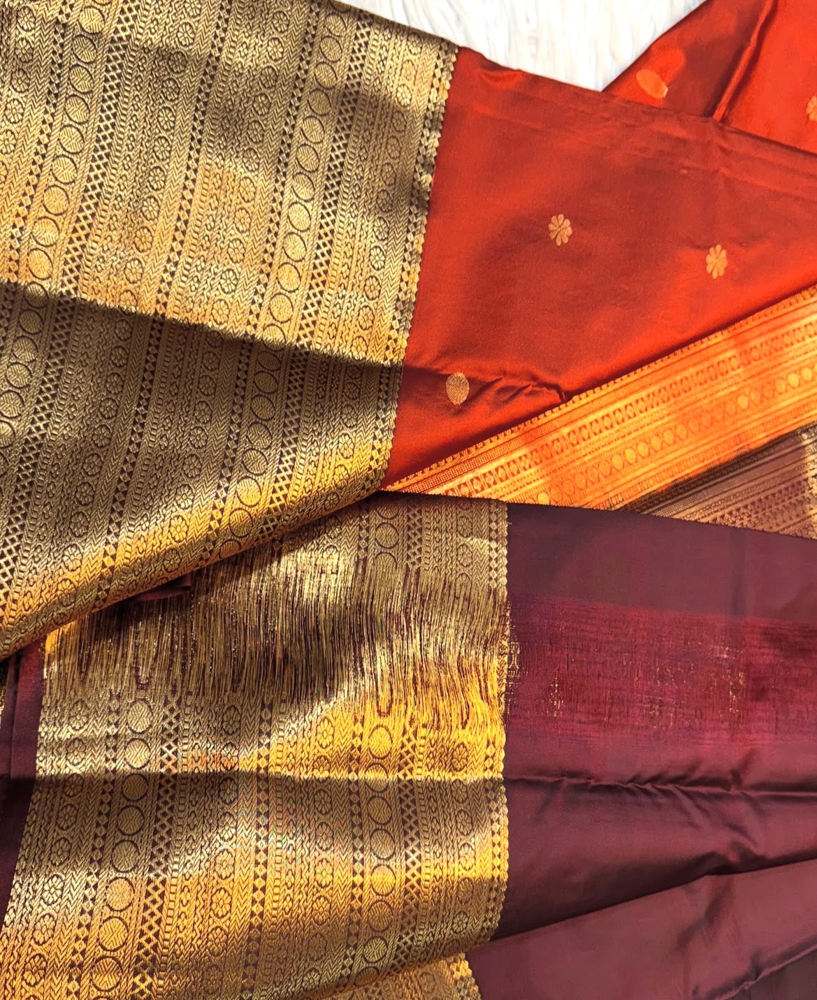 Beautiful premium rust orange semi silk saree