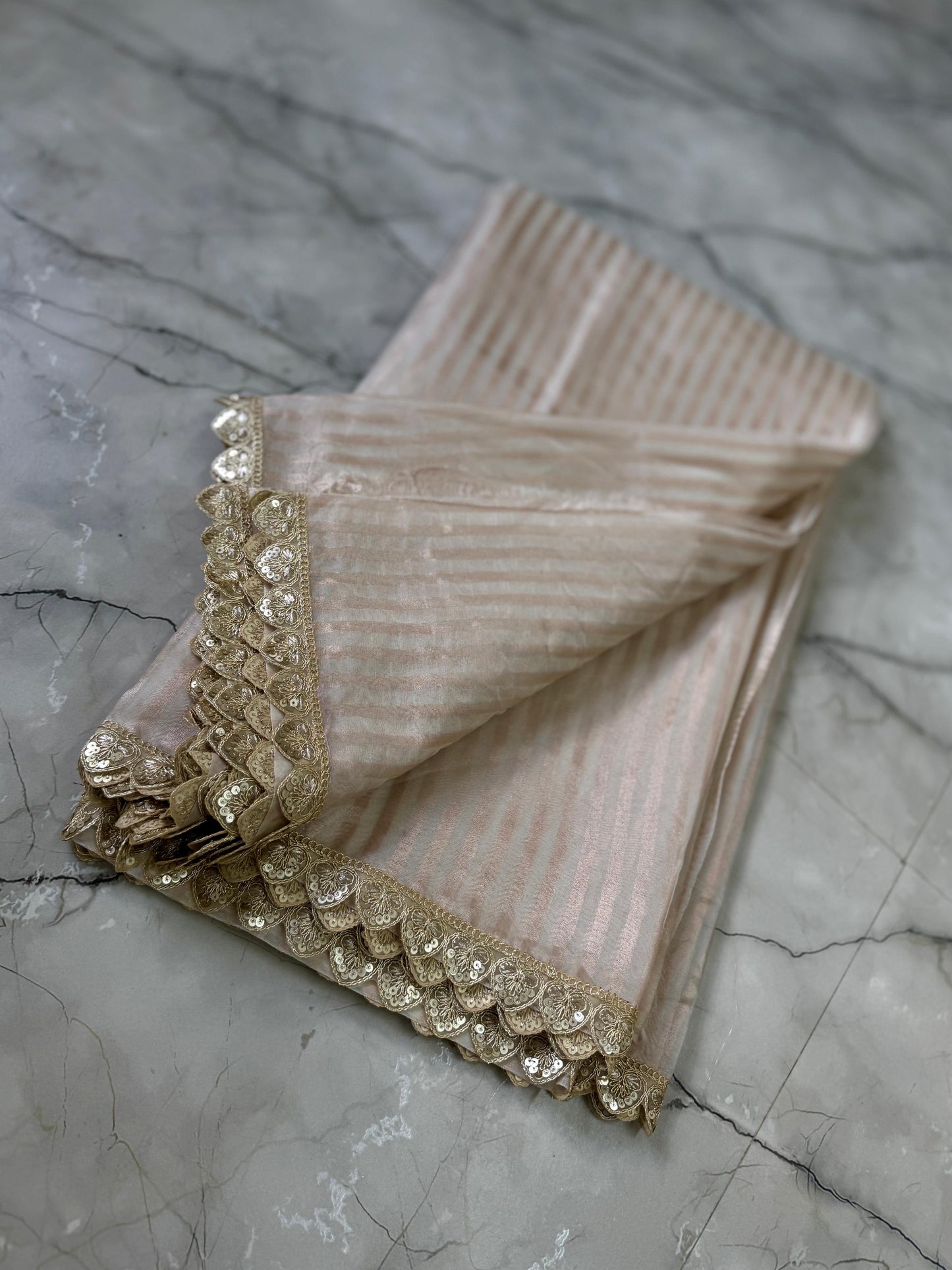 Semi Banarasi Tissue silk with stripes