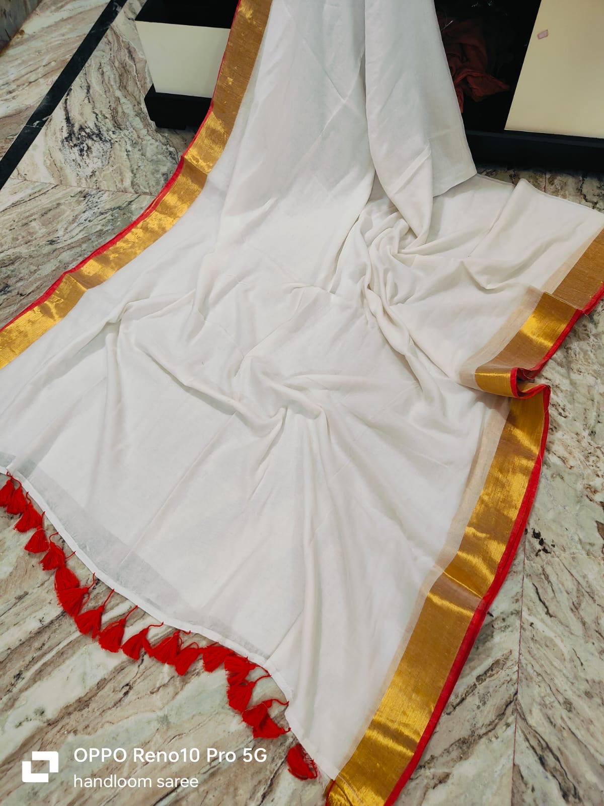Soft Mul cotton saree - Red2
