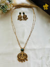 Beautiful two line temple pendant chain - green