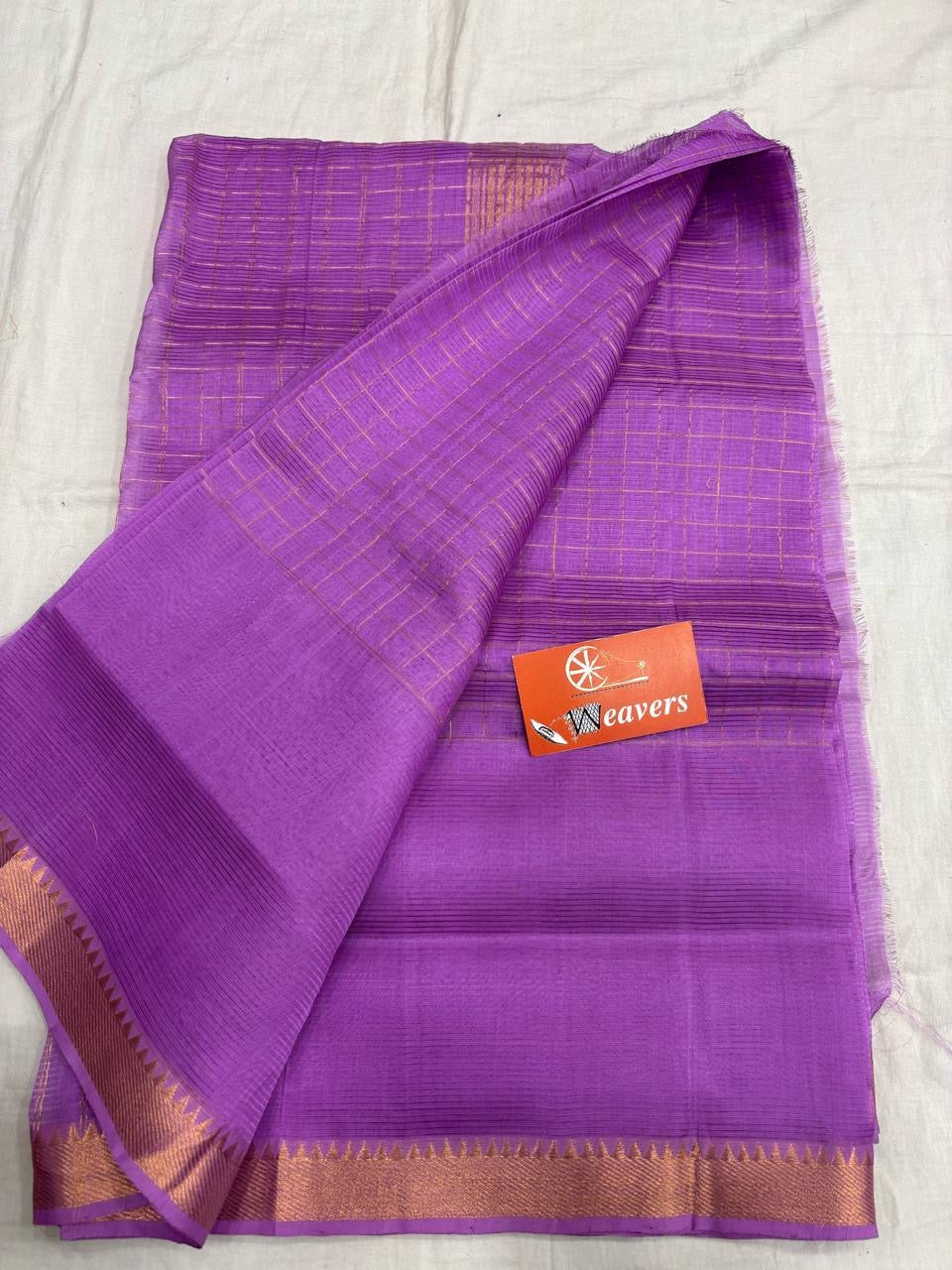 Beautiful Mangalagiri Silk cotton saree with zari checks