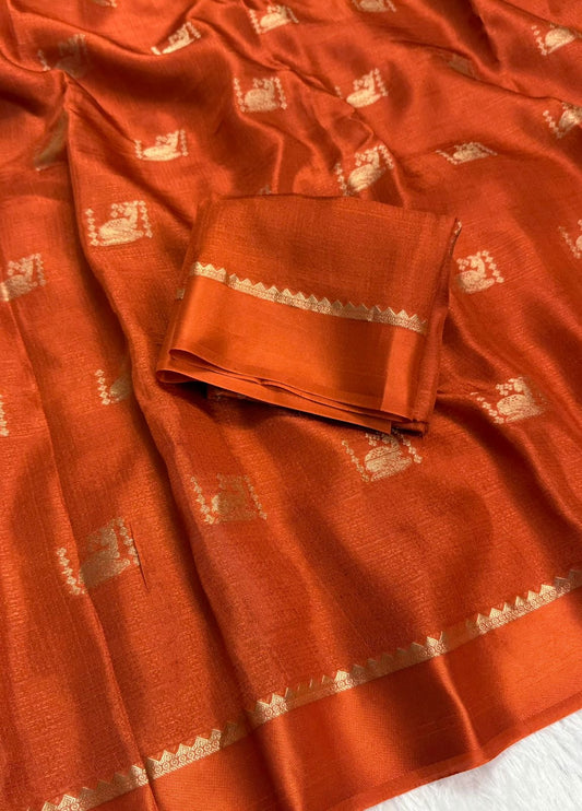 Beautiful khadi viscous silk - deer design