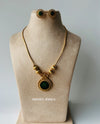 Round green pendant necklace set