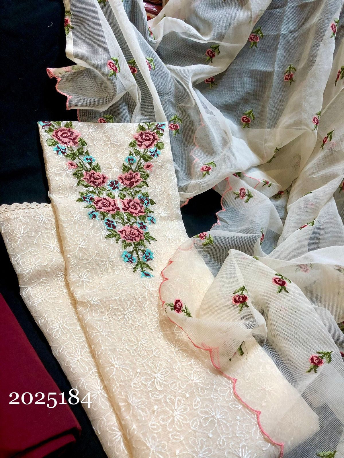 Kota embroidered unstitched salwar set! - v neck