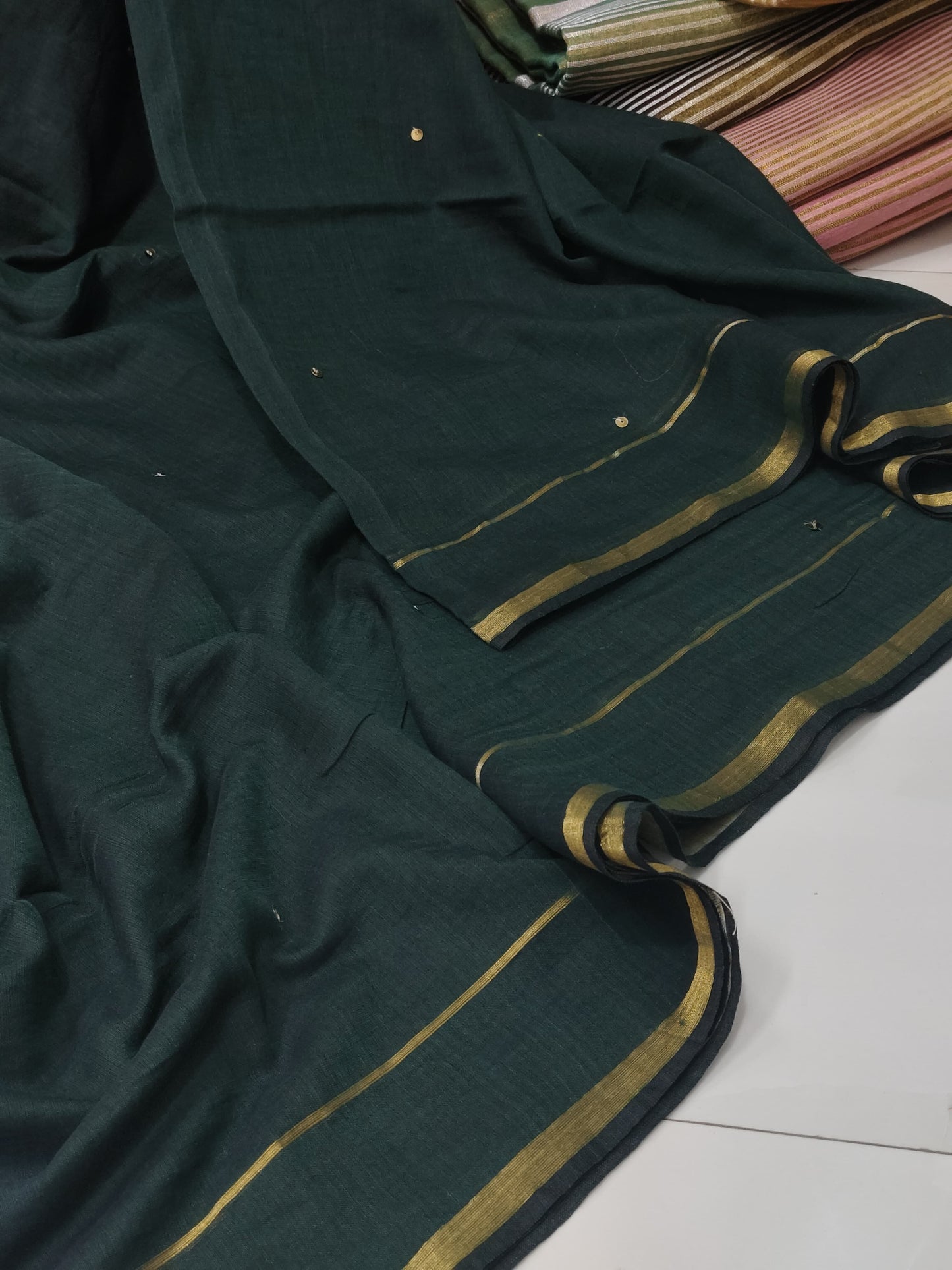 Soft Mul cotton with double zari border