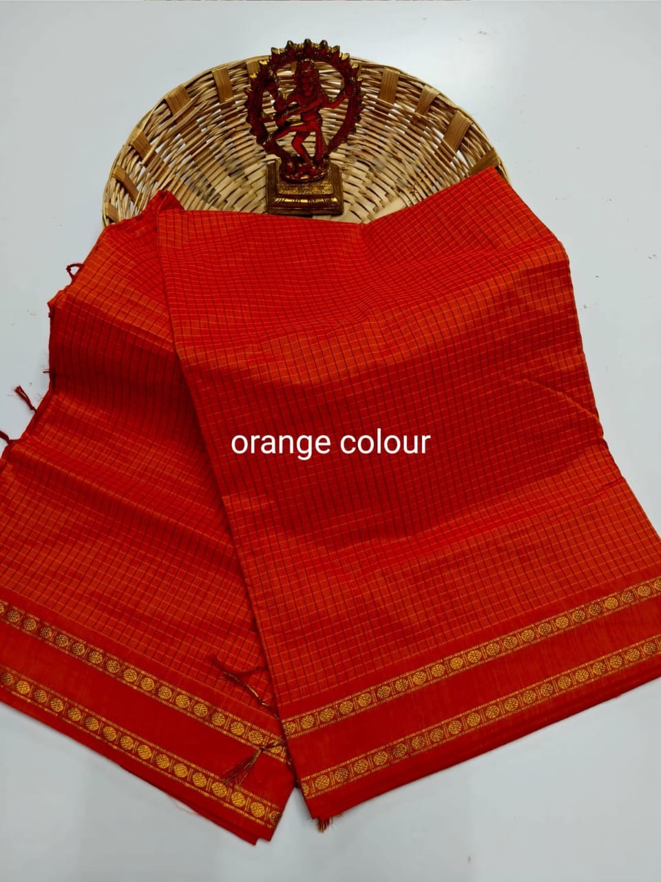 Soft arani silk cotton saree with thread checks