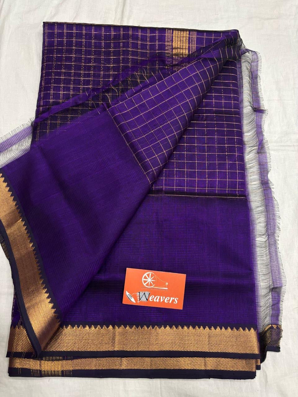 Beautiful Mangalagiri Silk cotton saree with zari checks