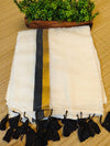 Pure mul cotton saree with black zari border