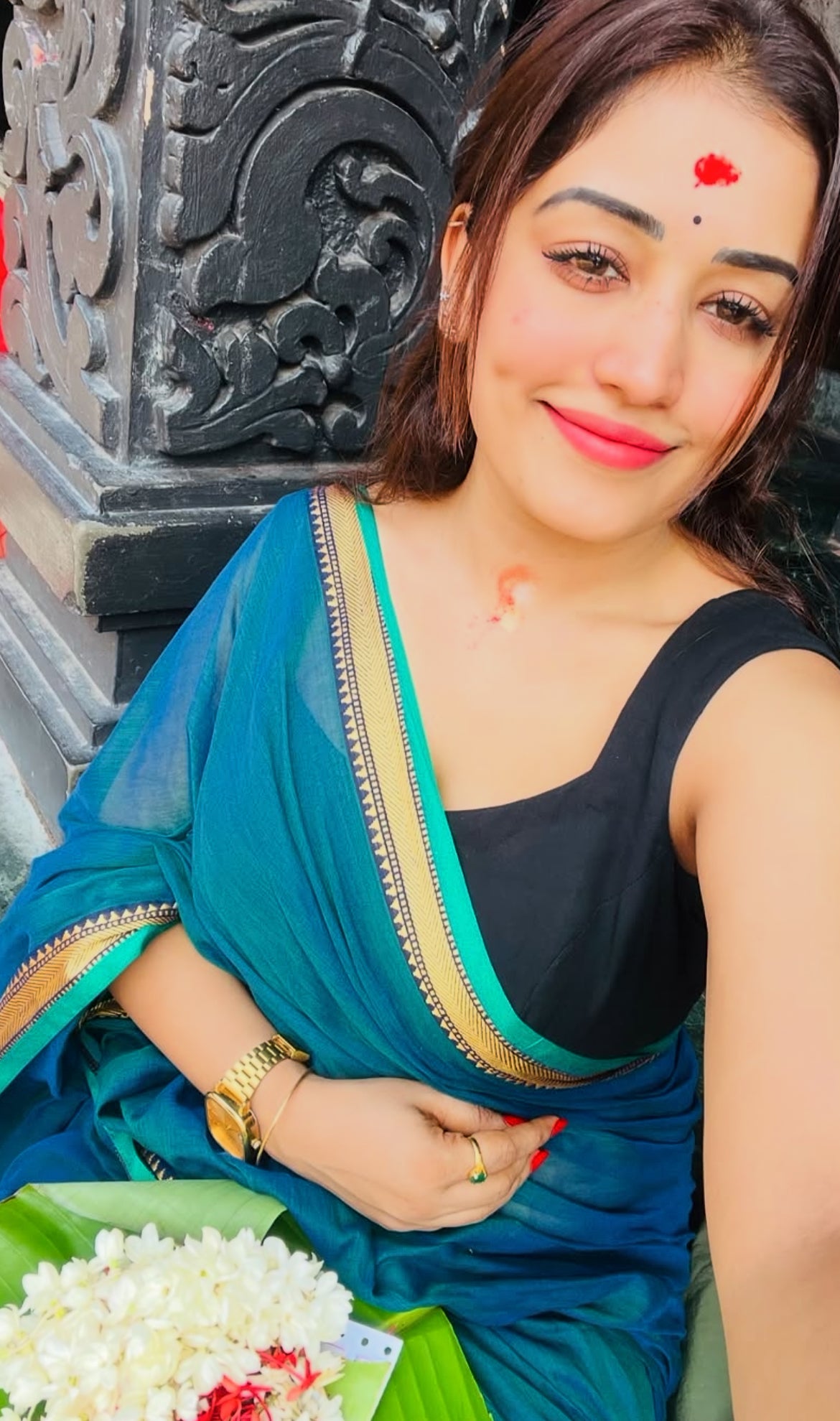 Beautiful Soft Narayanpet saree - Teal