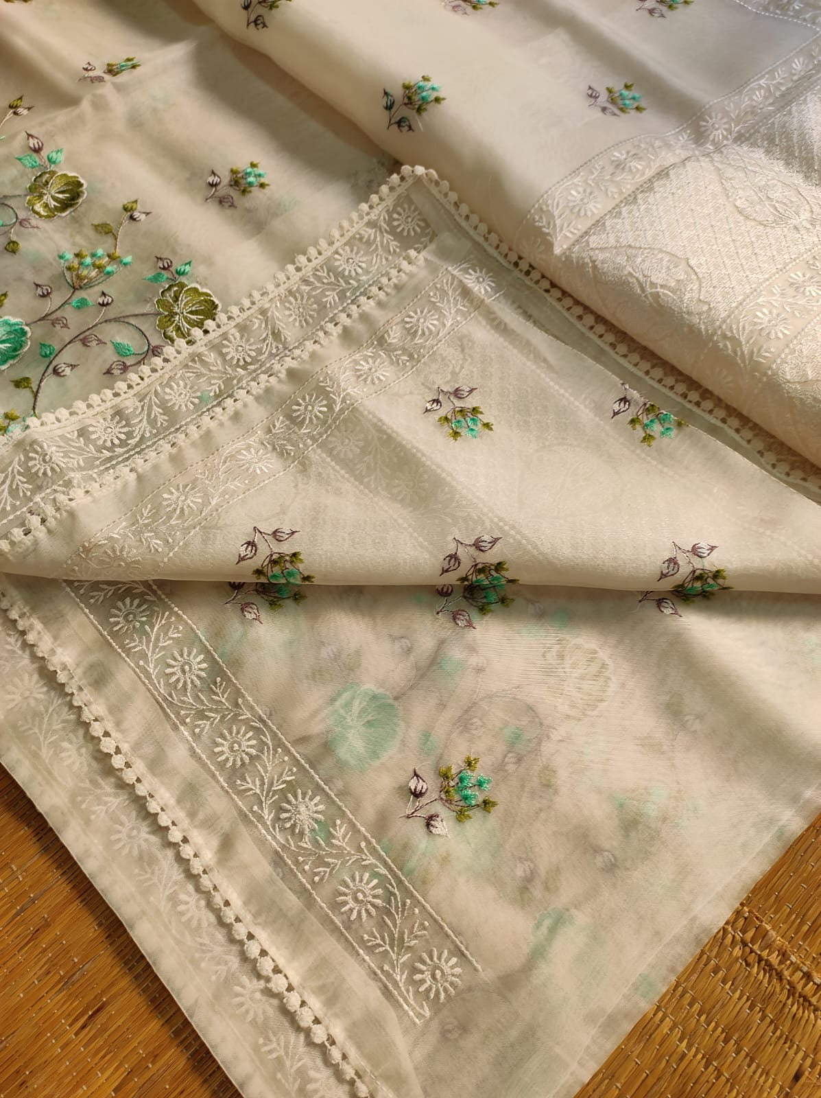 Pure organza silk saree with minakari embroidery