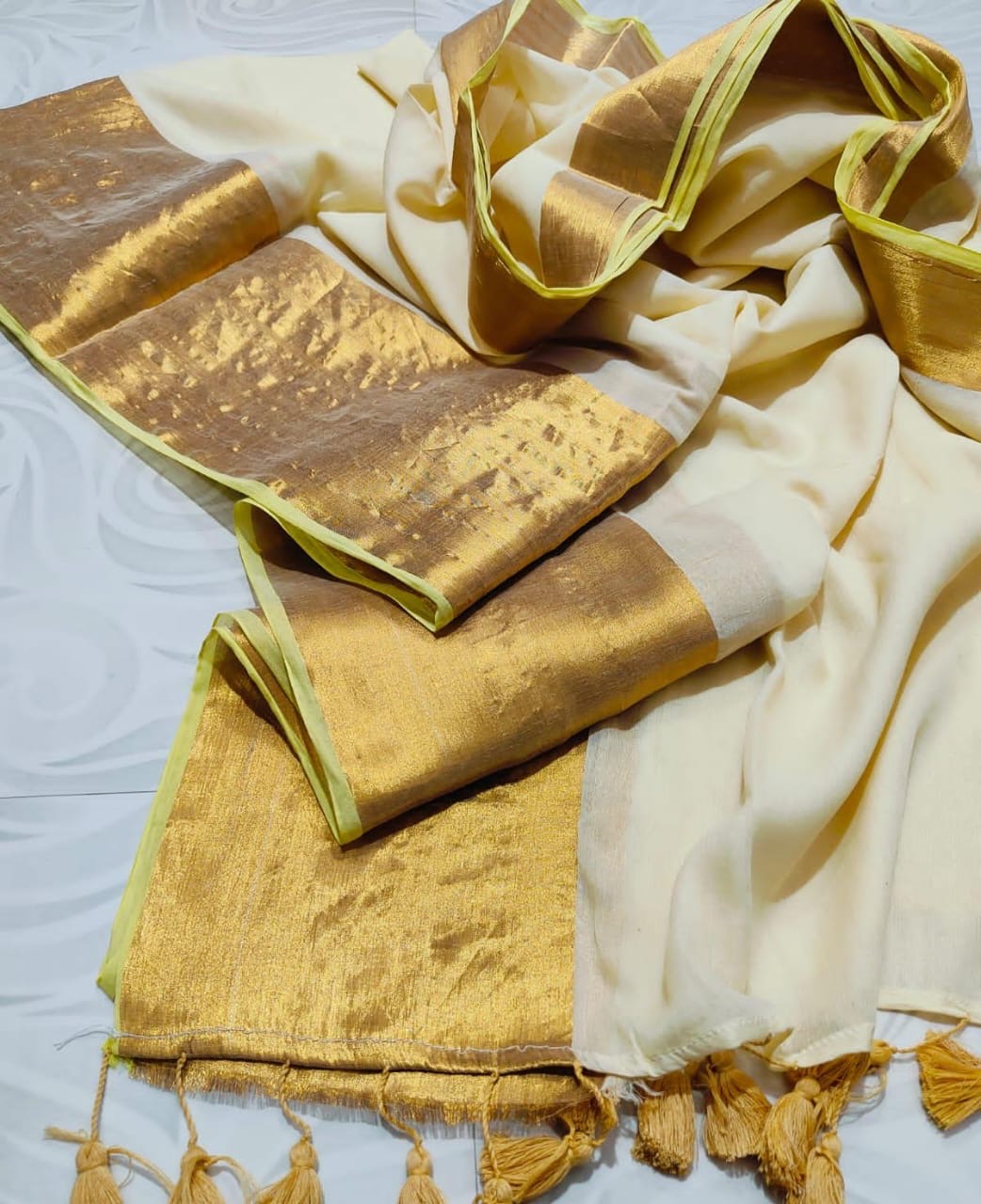 Soft Mul cotton saree - yellow