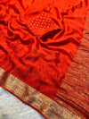 Premium viscous chinon blend saree with zari weaved border