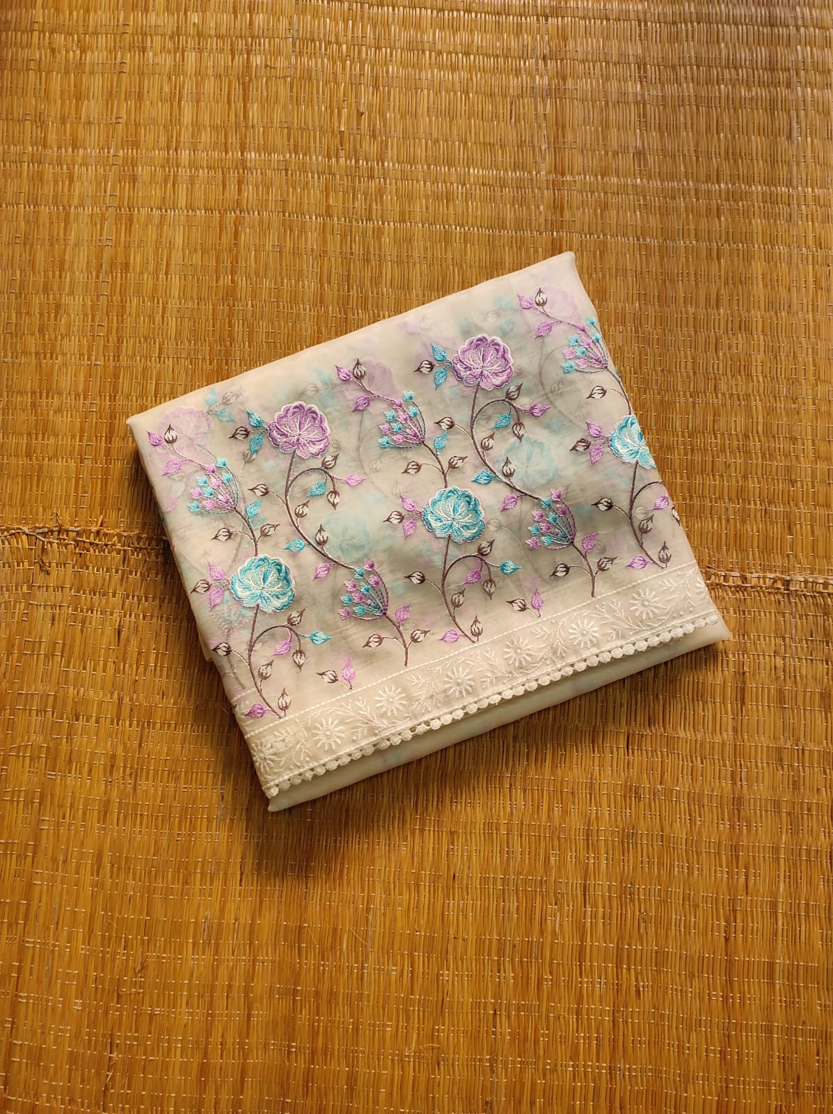 Pure organza silk saree with minakari embroidery