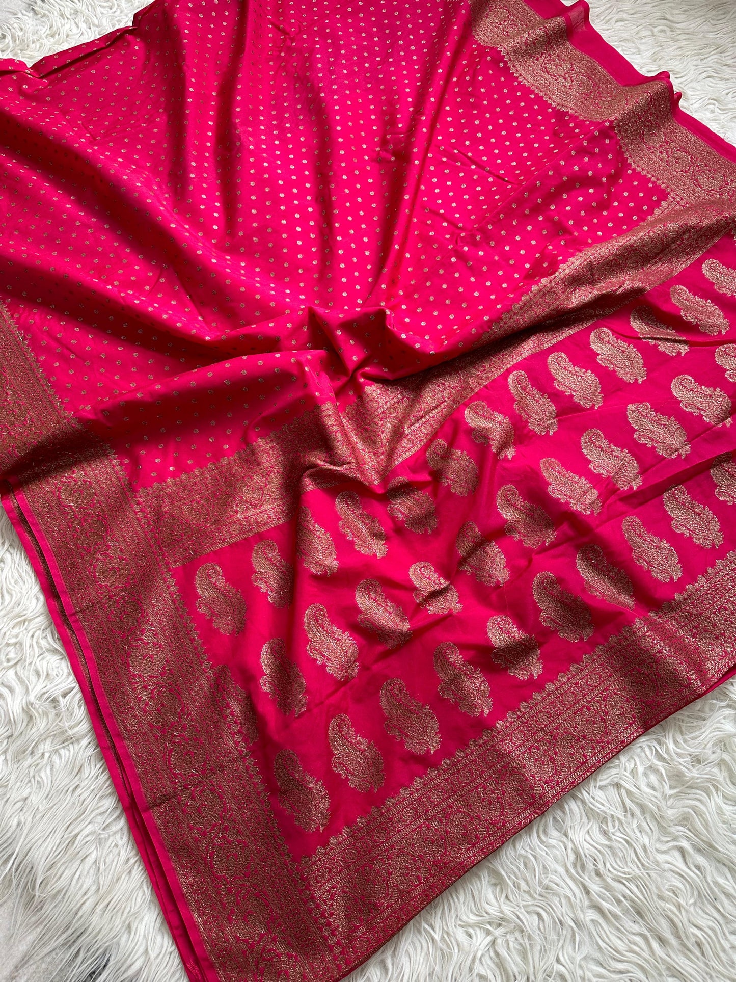 Beautiful semi banarasi saree with antique weaves and small buttas