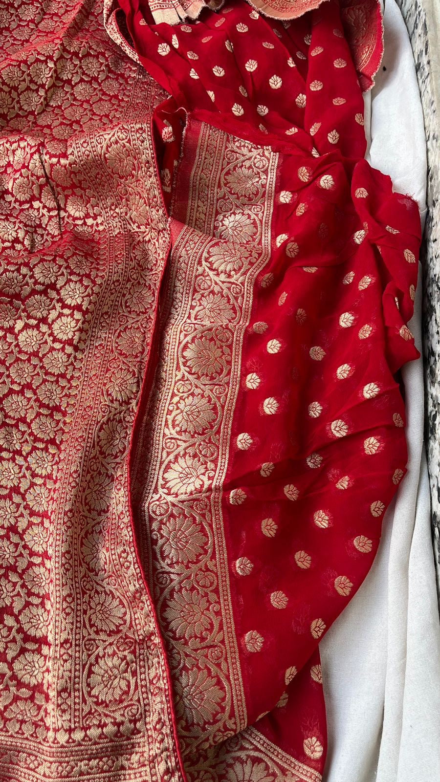 Pure khaddi Georgette With Banarasi Zari Weaving