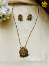 Beautiful Lakshmi temple pendant beaded chain - green