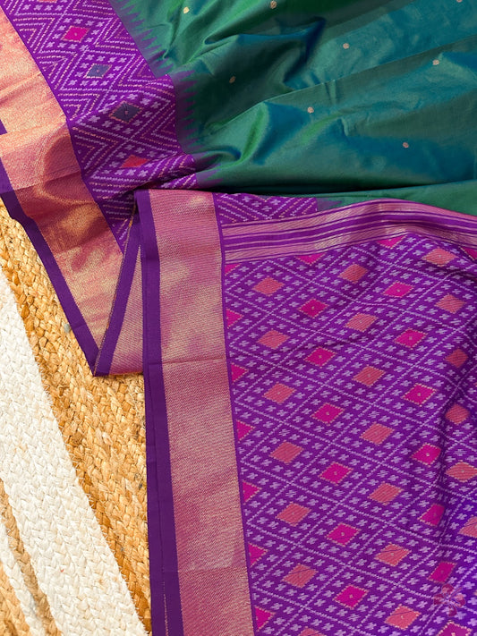 Beautiful semi silk saree with pochampally border