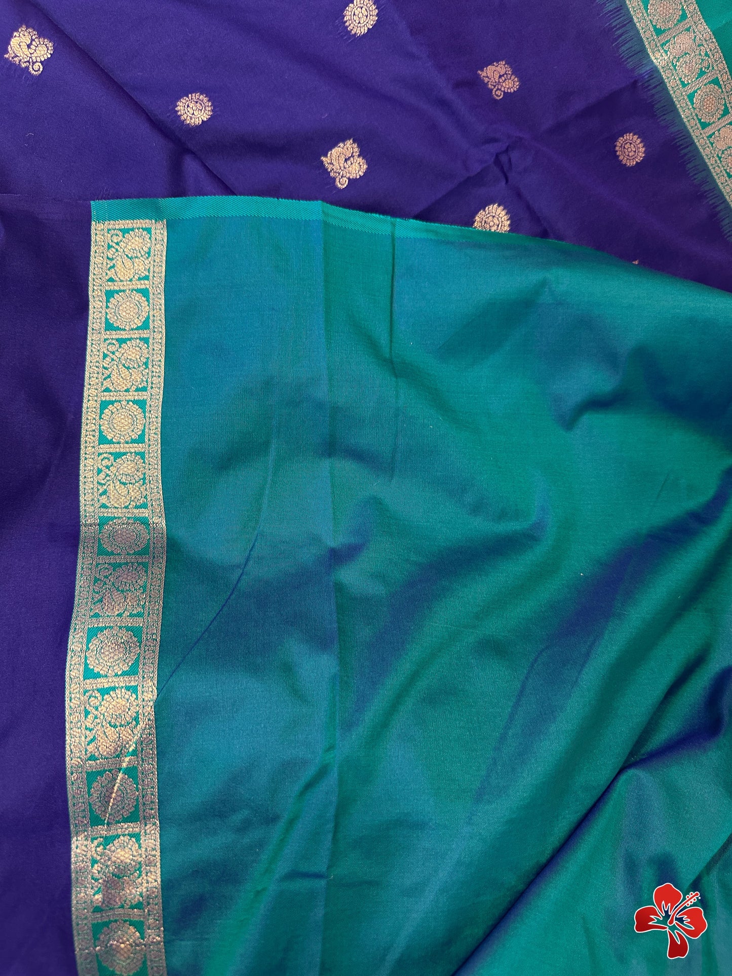 Semi kanchi silk saree with contrast border