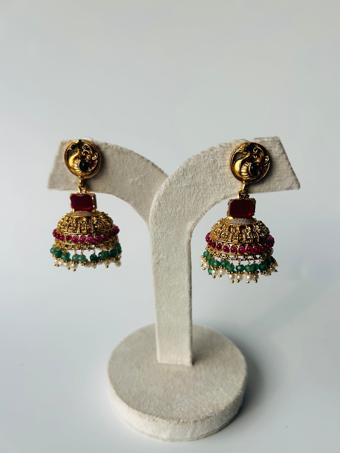Beautiful jhumka - red stone